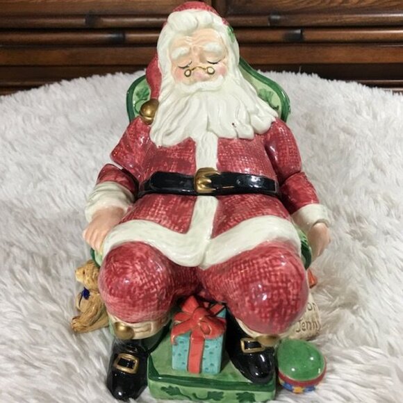 NWOT Fitz and Floyd Classics Sleeping Santa Ceramic Cookie Jar - Picture 2 of 12